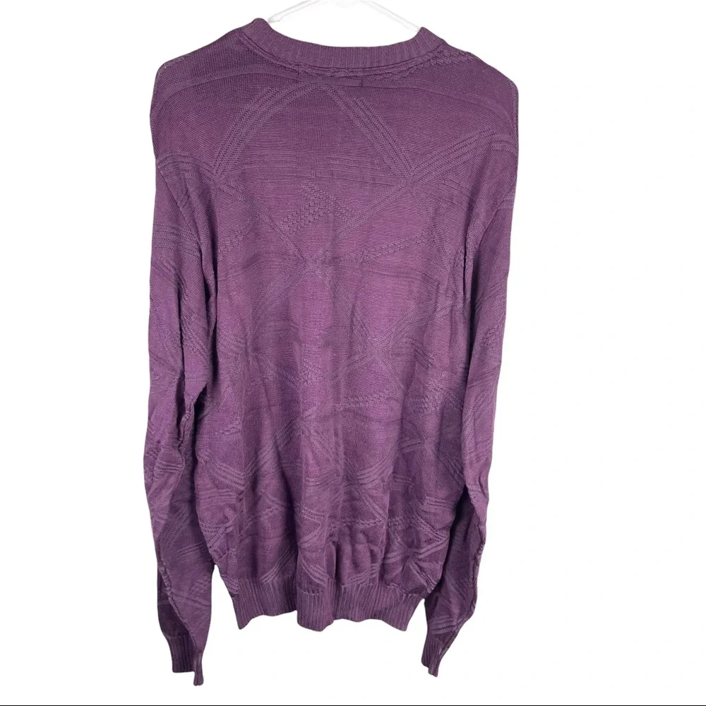 Bacharach grape textured oversized sweater crew neck sz M cotton blend - Picture 2 of 5